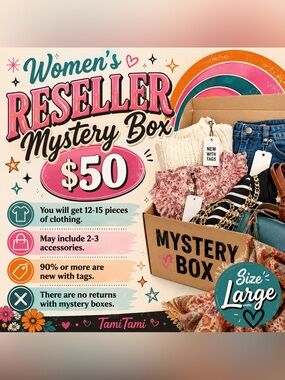 Size Large Reseller Or Personal Mystery Box Women's Clothing Bundle 12-15 pcs
